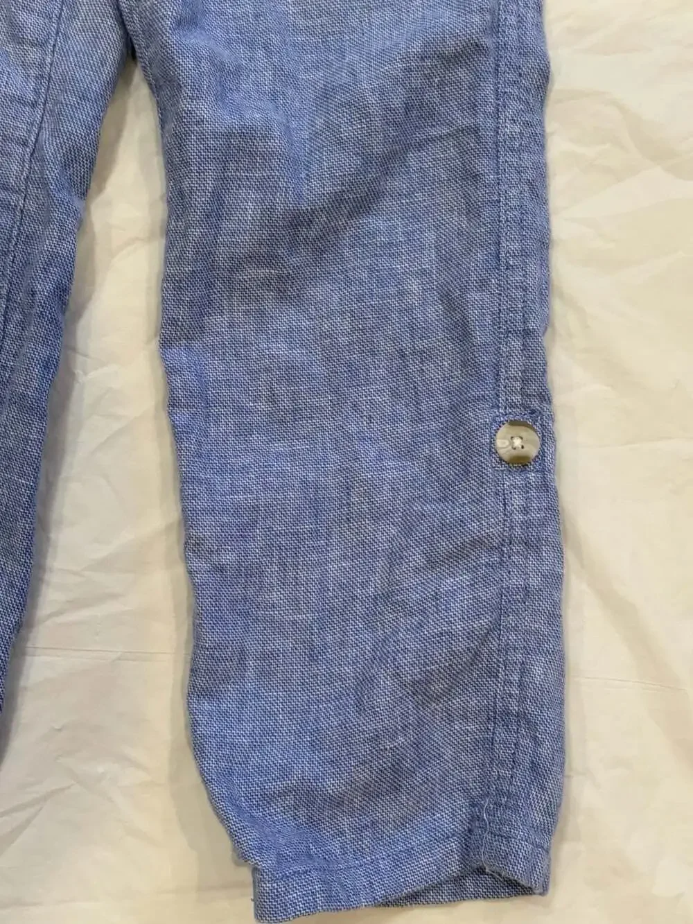 Gymboree Pants Boys Size S Blue Linen Blend Elastic Waist Draw String